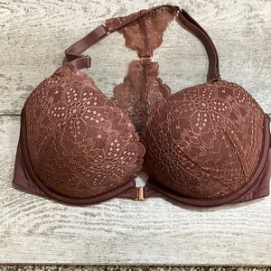 Victoria’s Secret Pink Date Push Up Lacey Bra 32DD Mauve Rust color